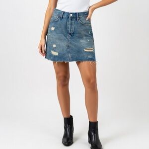 Denim Distressed Skirt